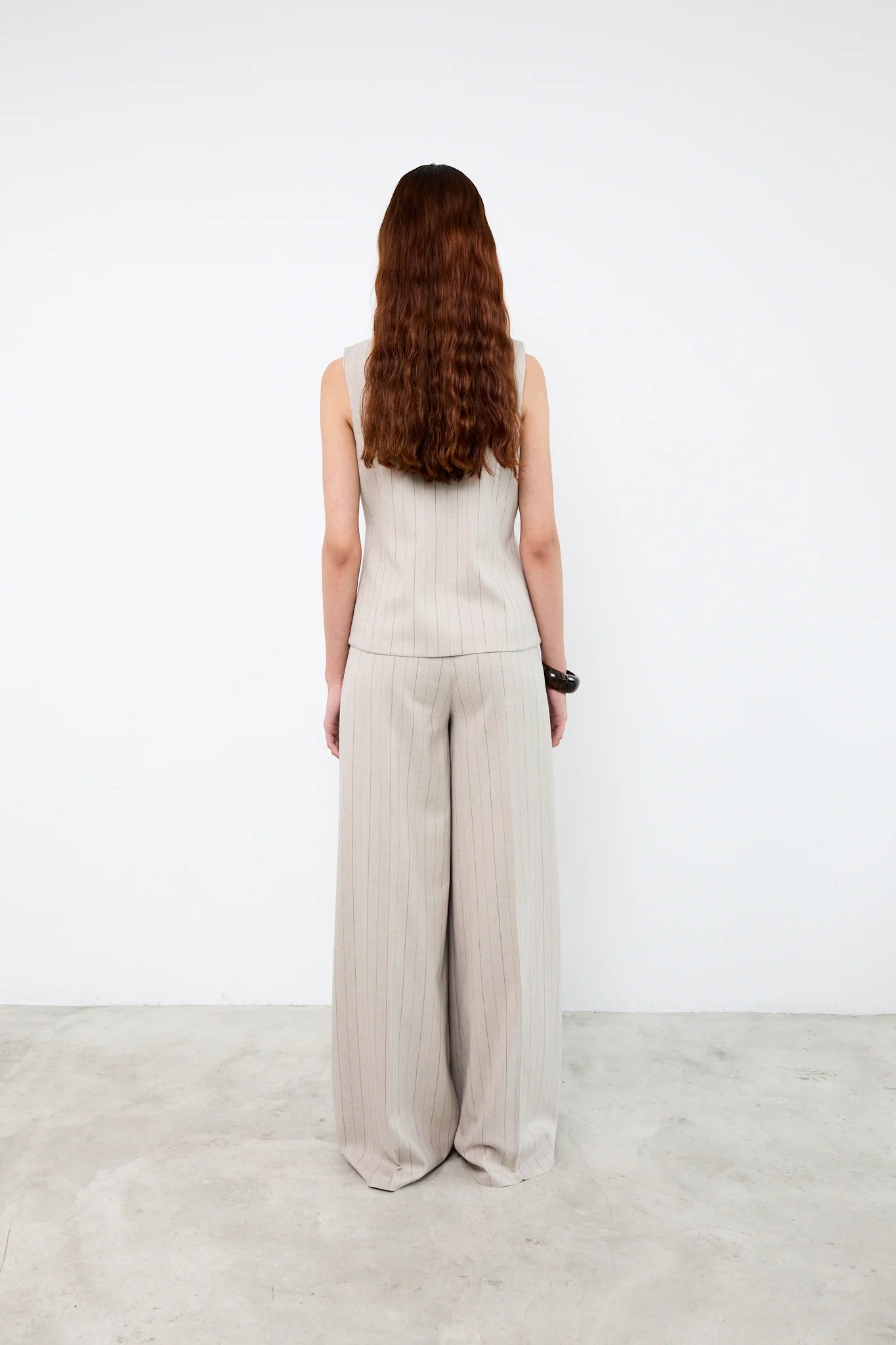 LOGAN Pants - Beige Pinstripes