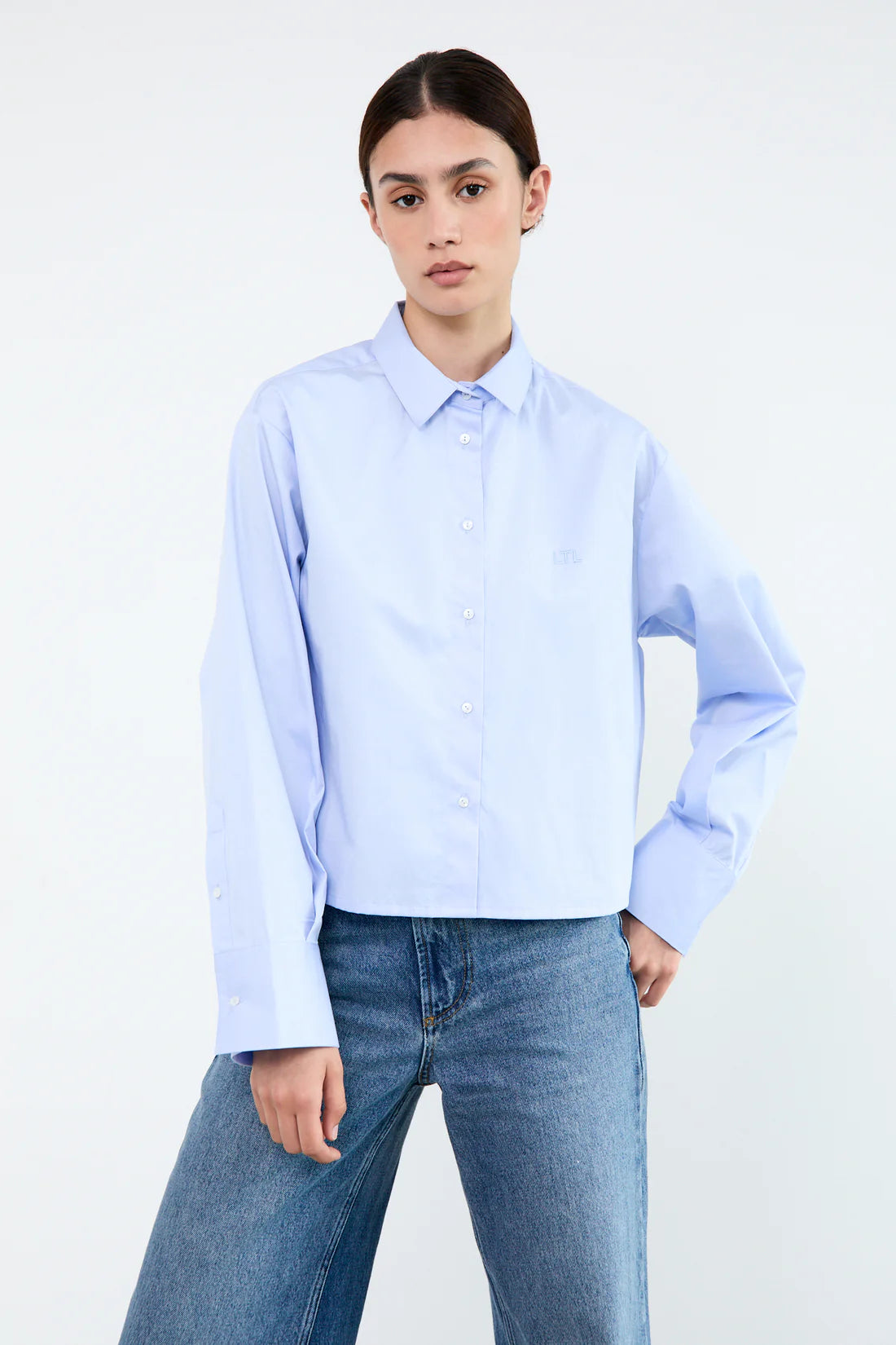 PIPPA Cropped blouse Light blue