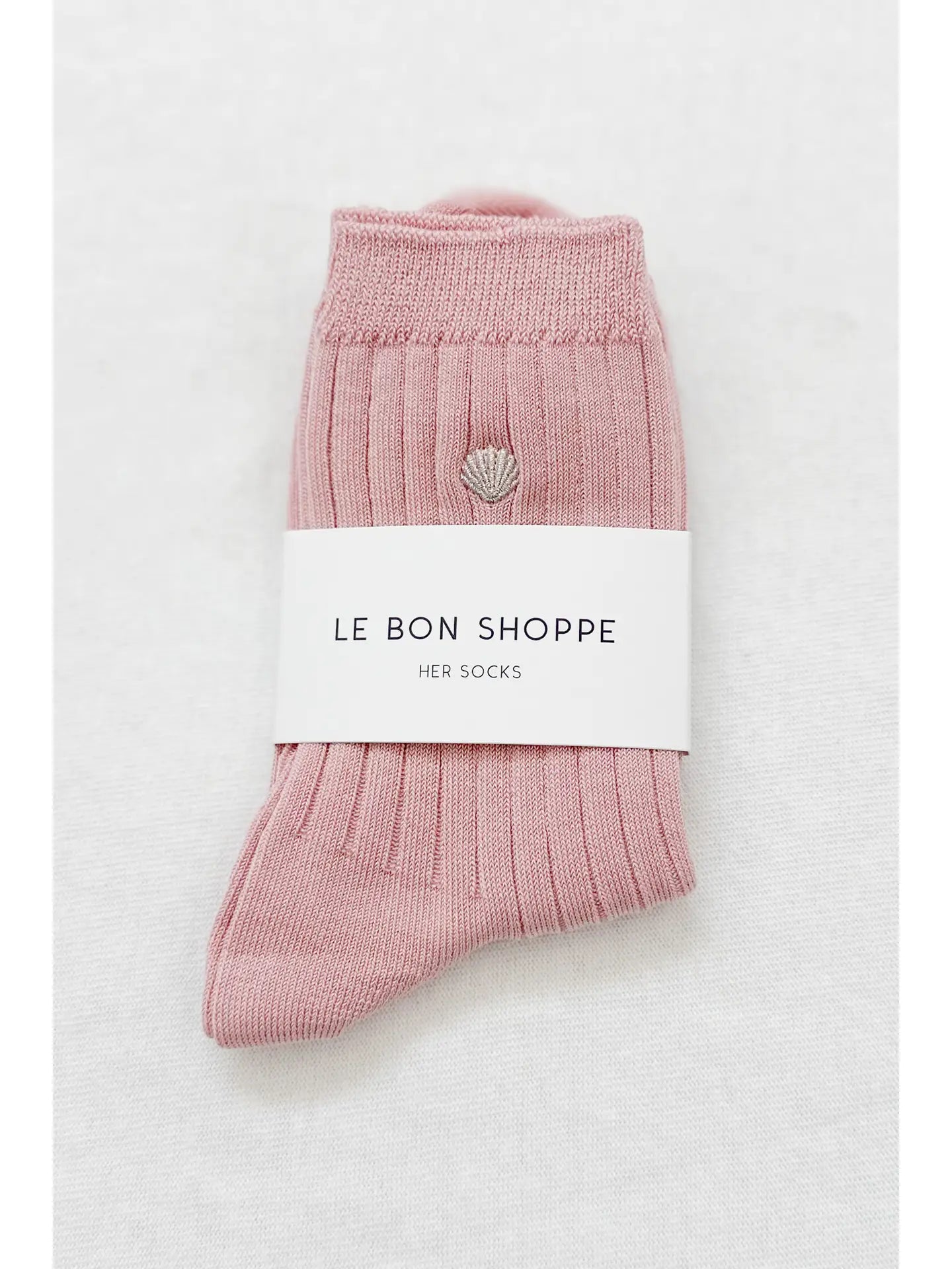 HER Socks Embroidered PINK SODA SILVER SEASHELL