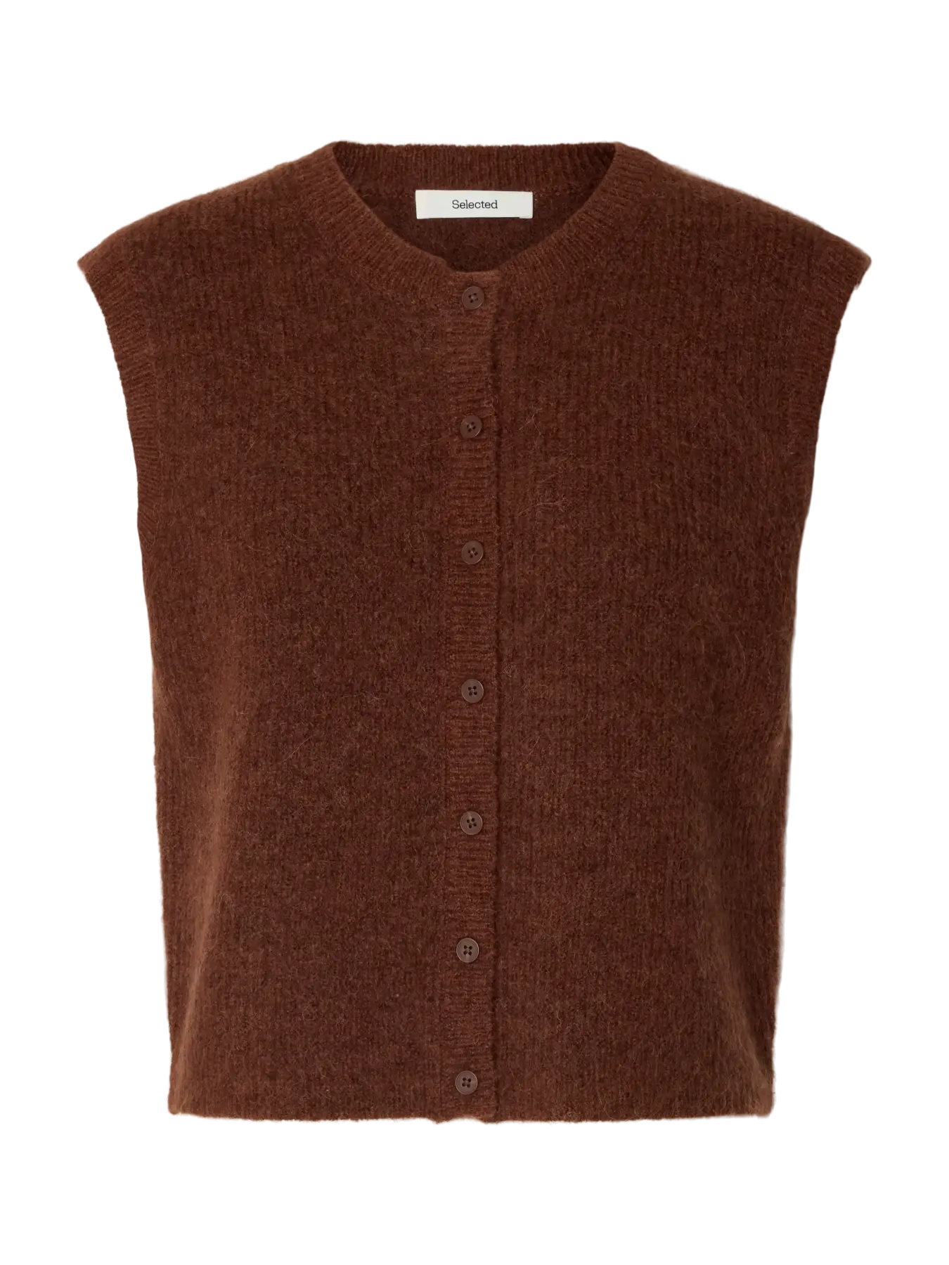 SLWLULU button O-neck vest MAHOGANY