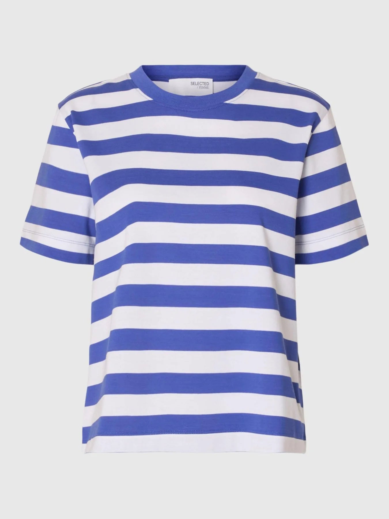 SLFESSENTIAL SS Striped boxy tee Dazzling blue