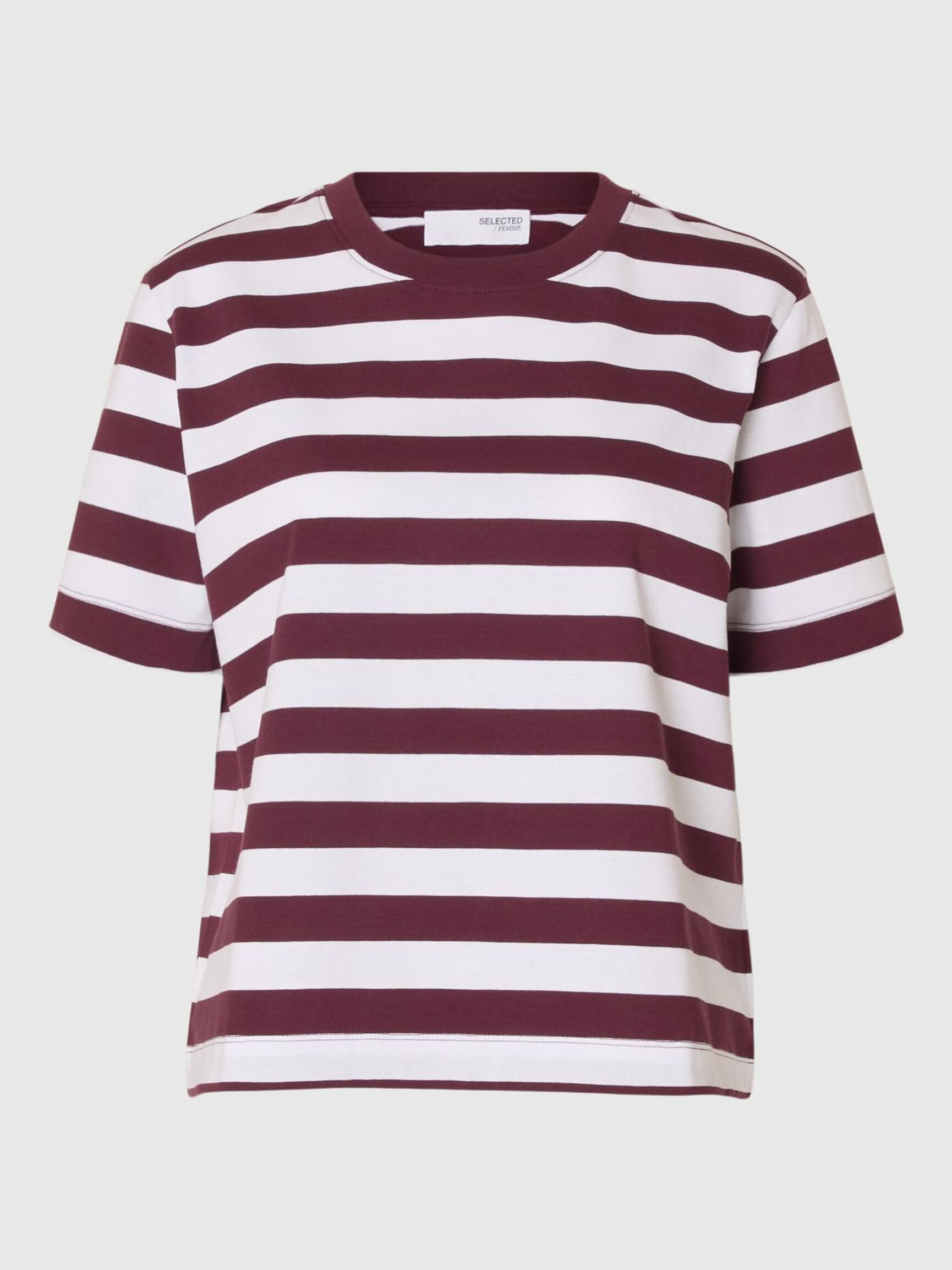 SLFESSENTIAL SS Striped boxy tee Fig