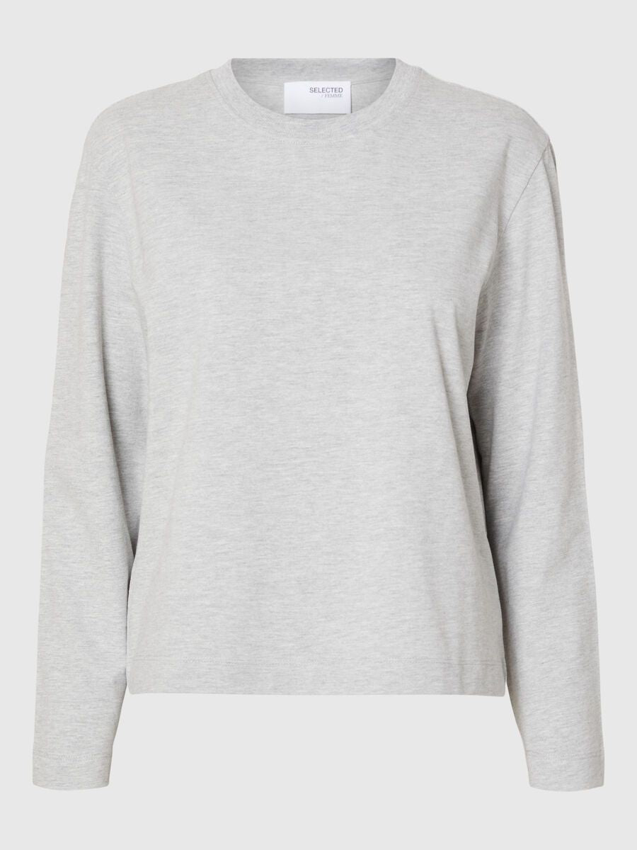 SLFESSENTIAL LS BOXY TEE Light grey