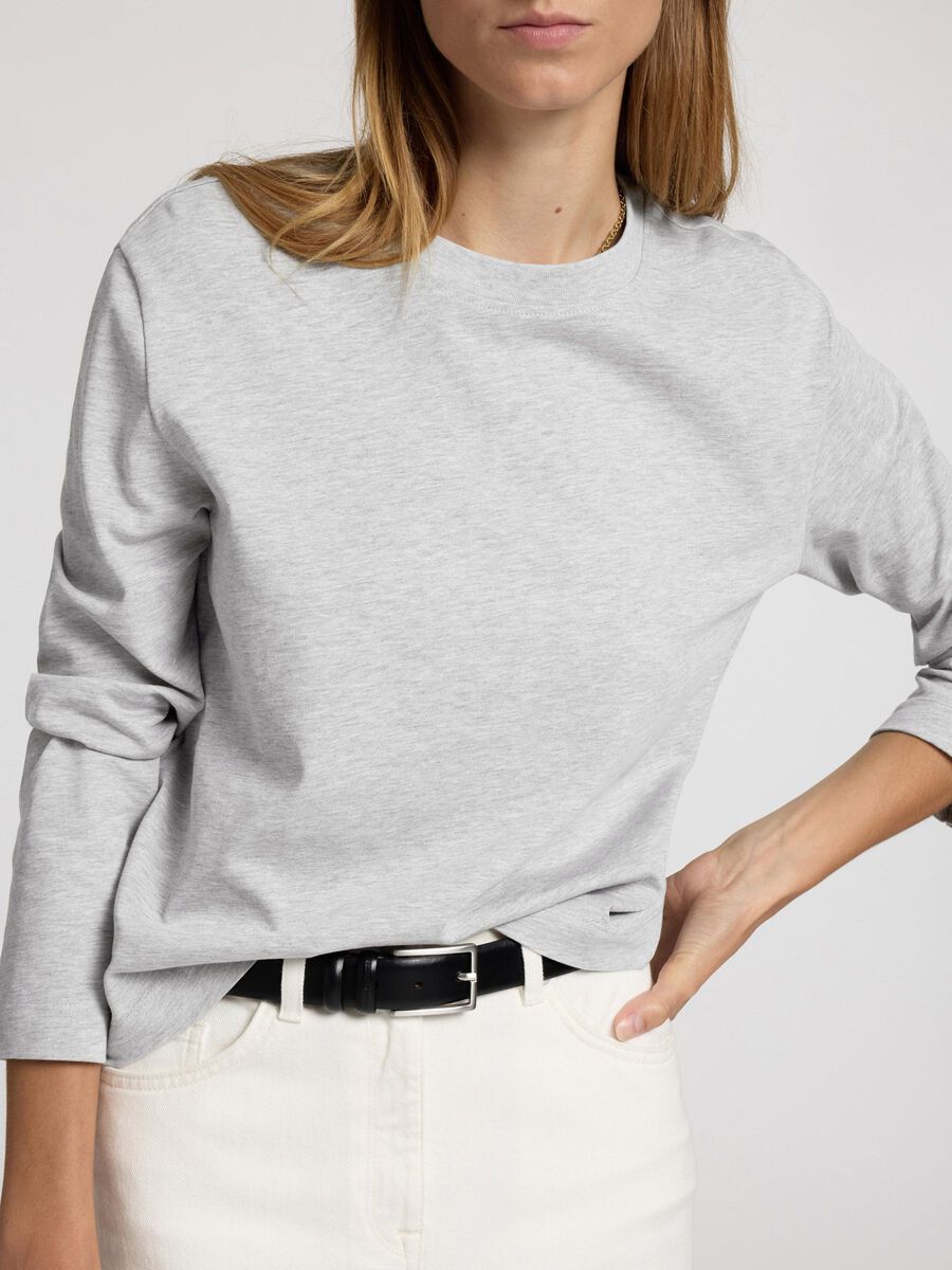 SLFESSENTIAL LS BOXY TEE Light grey