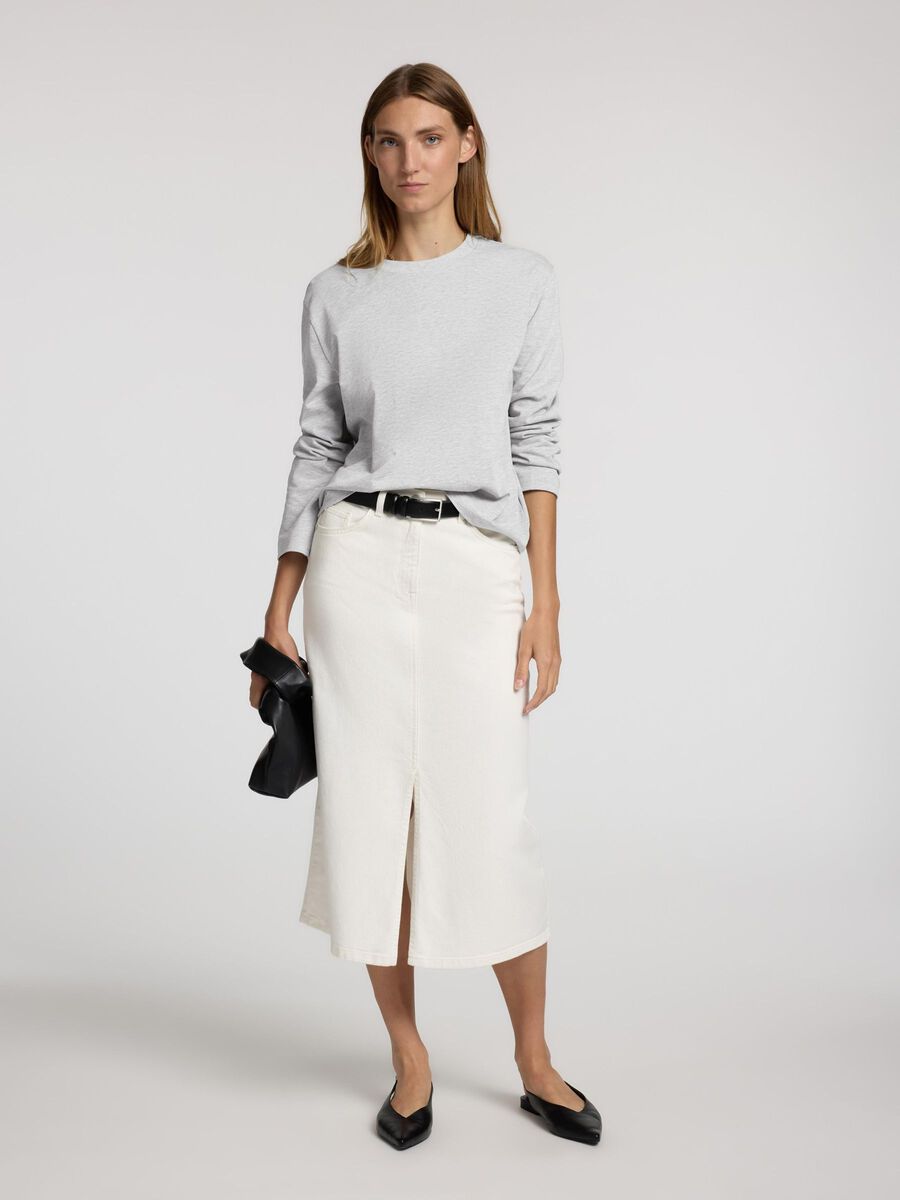 SLFESSENTIAL LS BOXY TEE Light grey