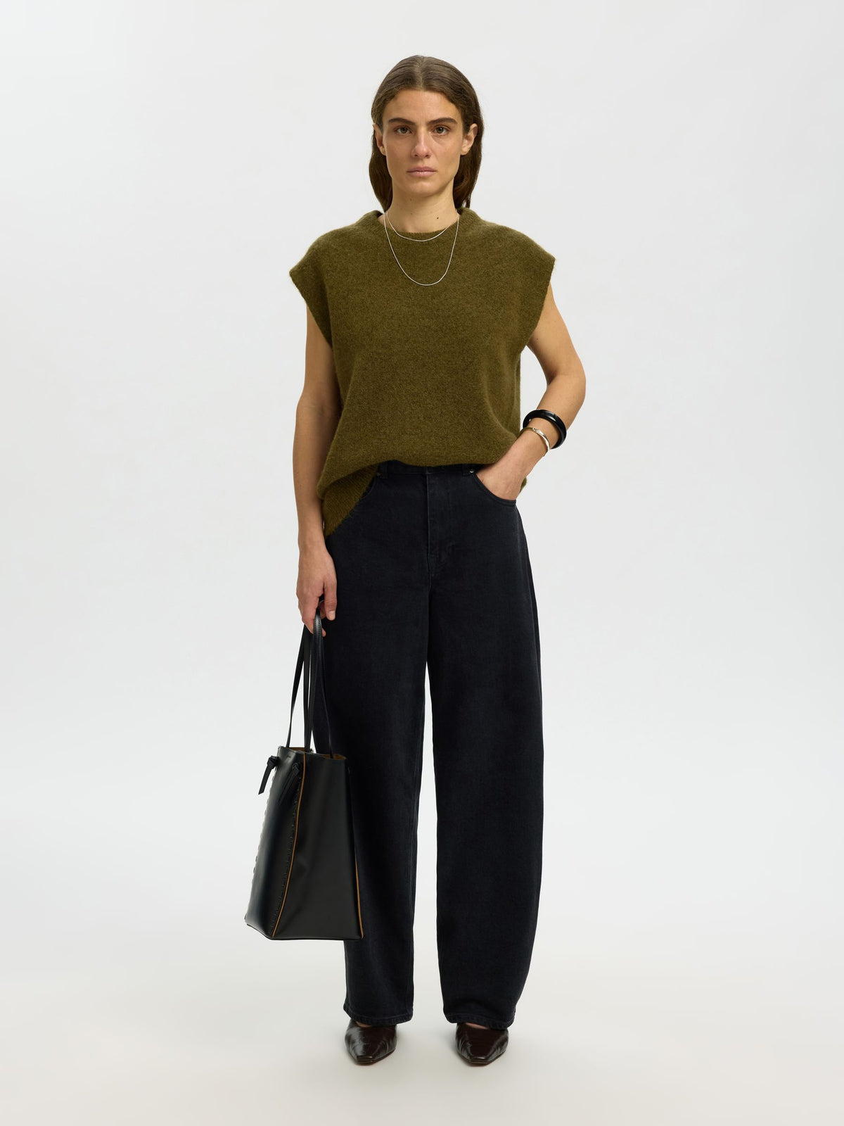 SLWLULU SL Knit Vest - Fig Green