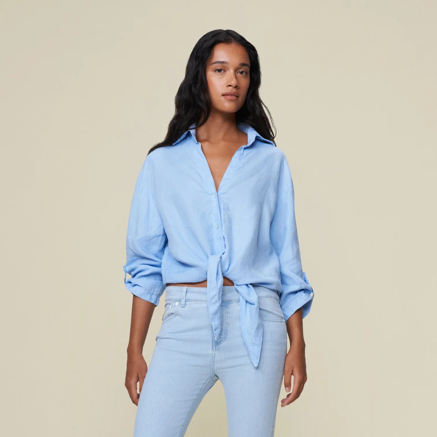 LOIS - PIA Linen shirt LIGHT BLUE