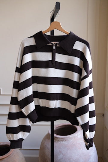 EVE Knit Polo Brown Striped