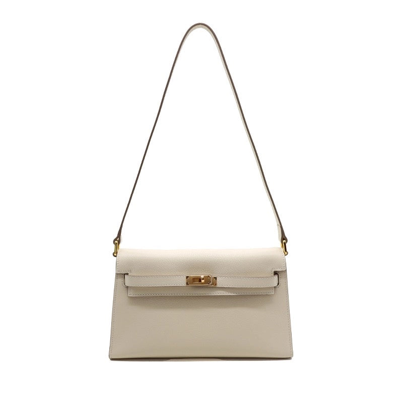 GENUINE Leather envelope shoulder bag Cream white