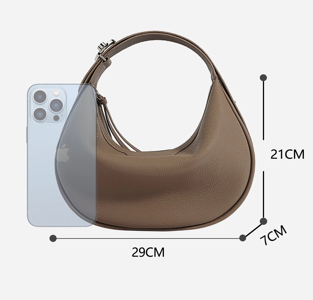 GENUINE Leather crescent moon bag Brown