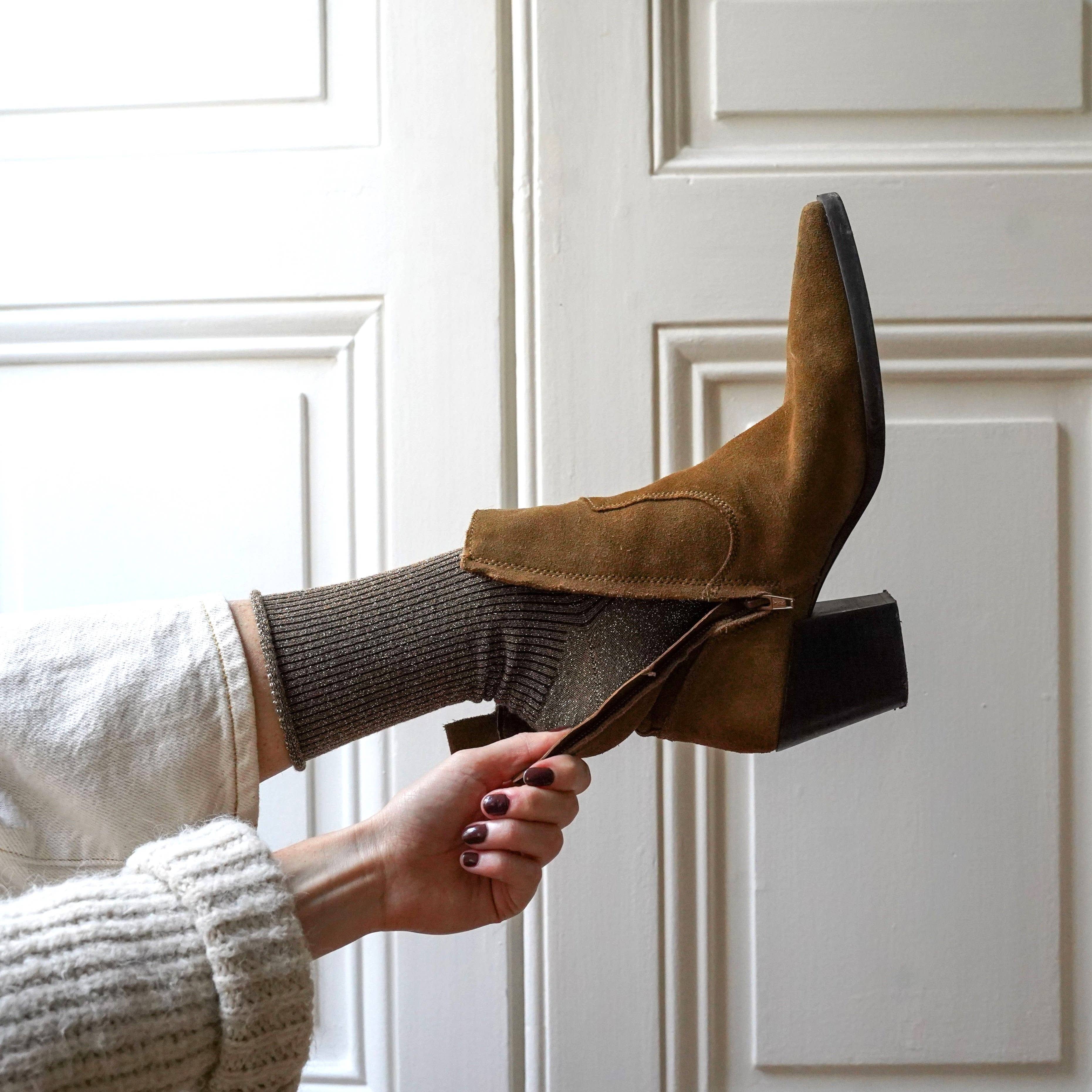 KLUE Glitter Lurex socks - Caramel