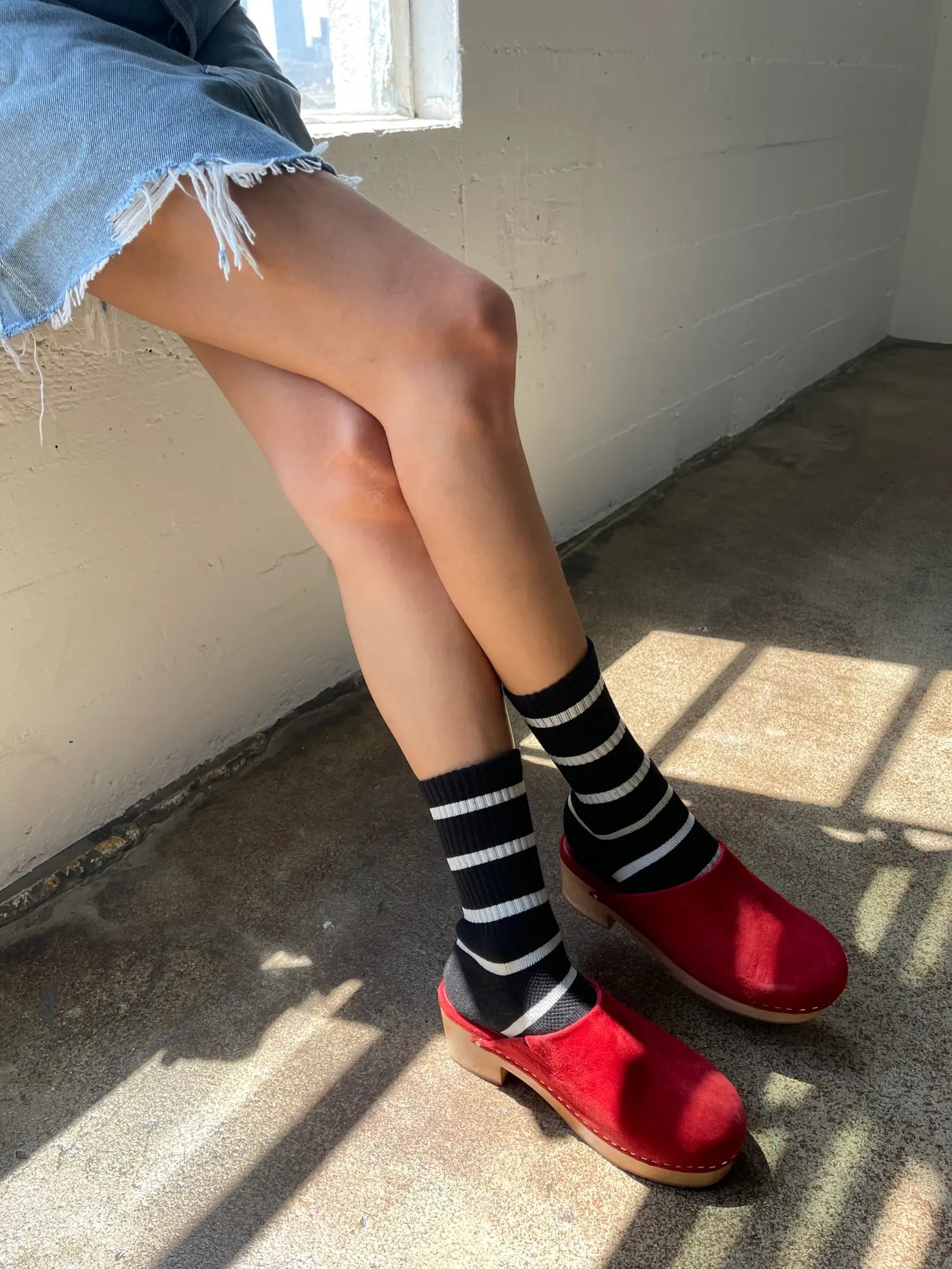 STRIPED BOYFRIEND socks BLACK STRIPE
