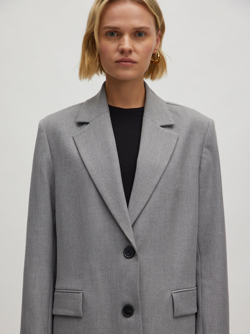 KAINOA Blazer with brooch Grey melange