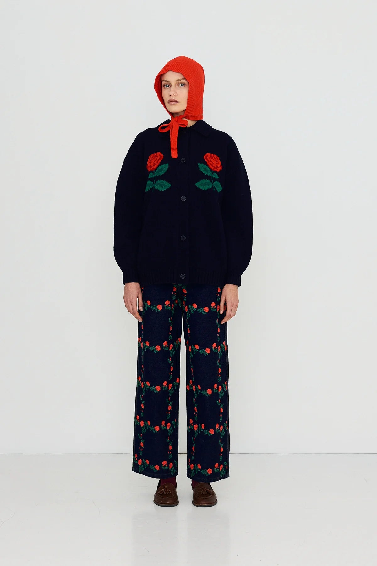 Roses Grid Emroidery Berta Long Denim