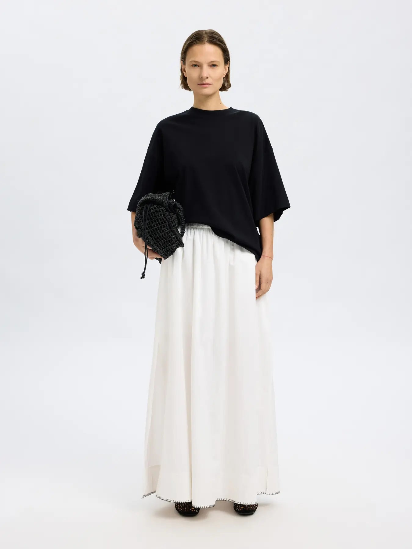 SLFFIA HW Stitched ankle skirt Bright white