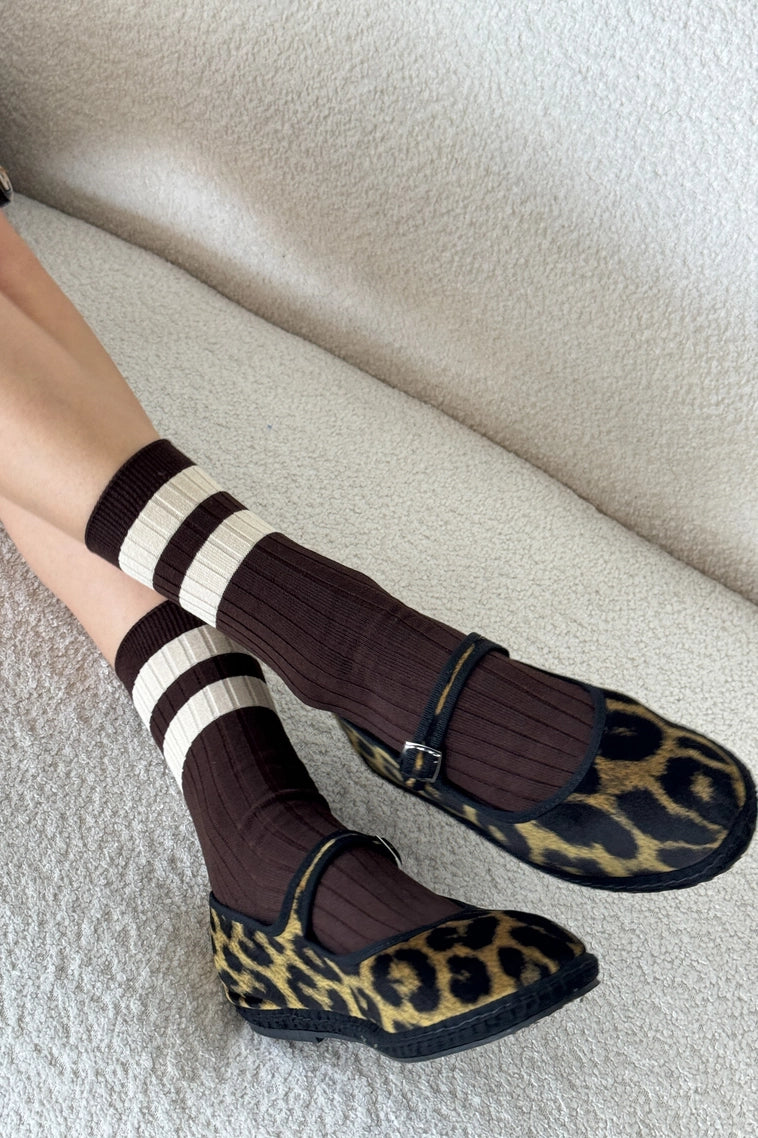 HER VARSITY socks ESPRESSO