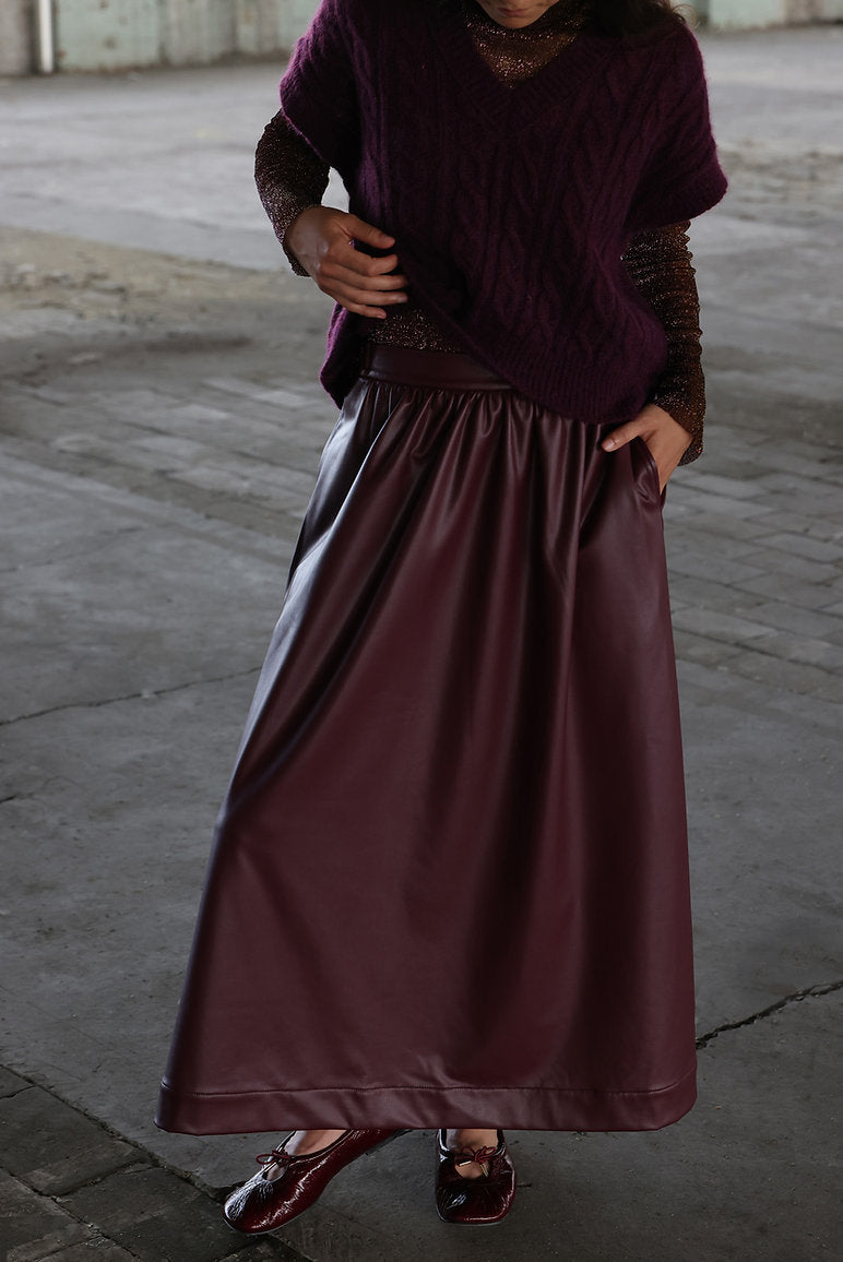 SARI Skirt Vegan Leather Bordeaux