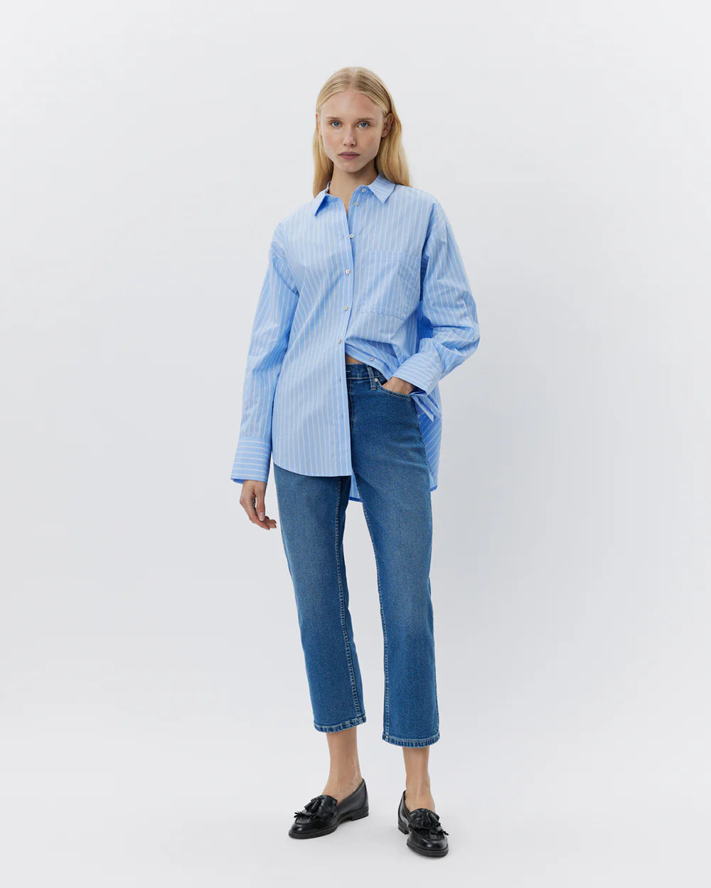ADALENESW Shirt Light blue striped