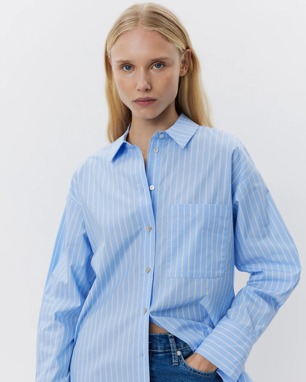 ADALENESW Shirt Light blue striped