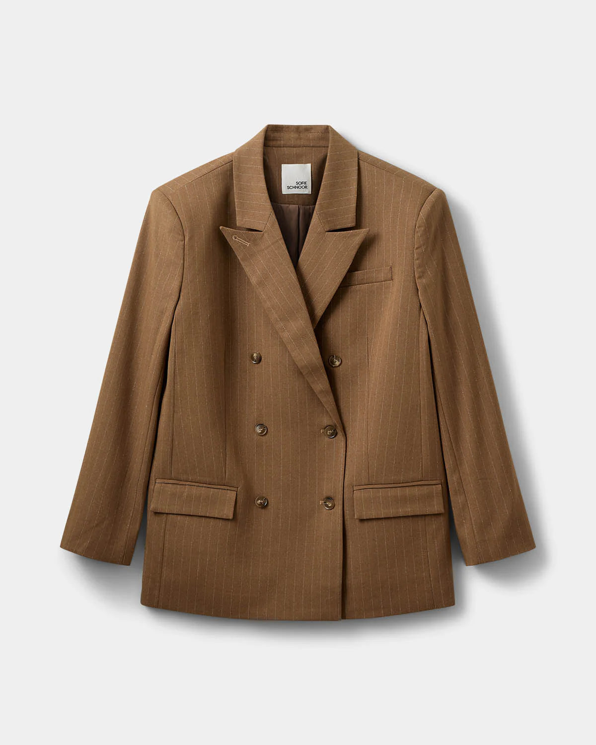 AVIANASW Oversize Pinstripe Blazer - Maple Brown