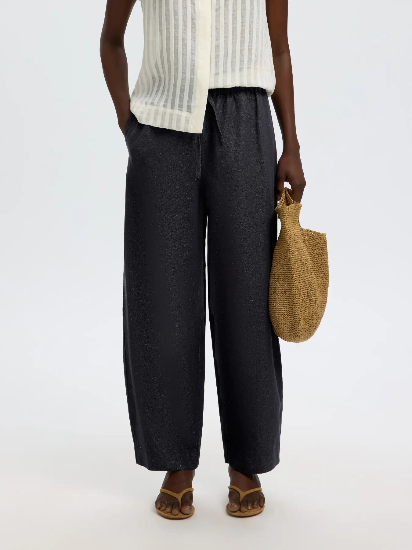 SLFLOOSE barrel willow pants DARK NAVY
