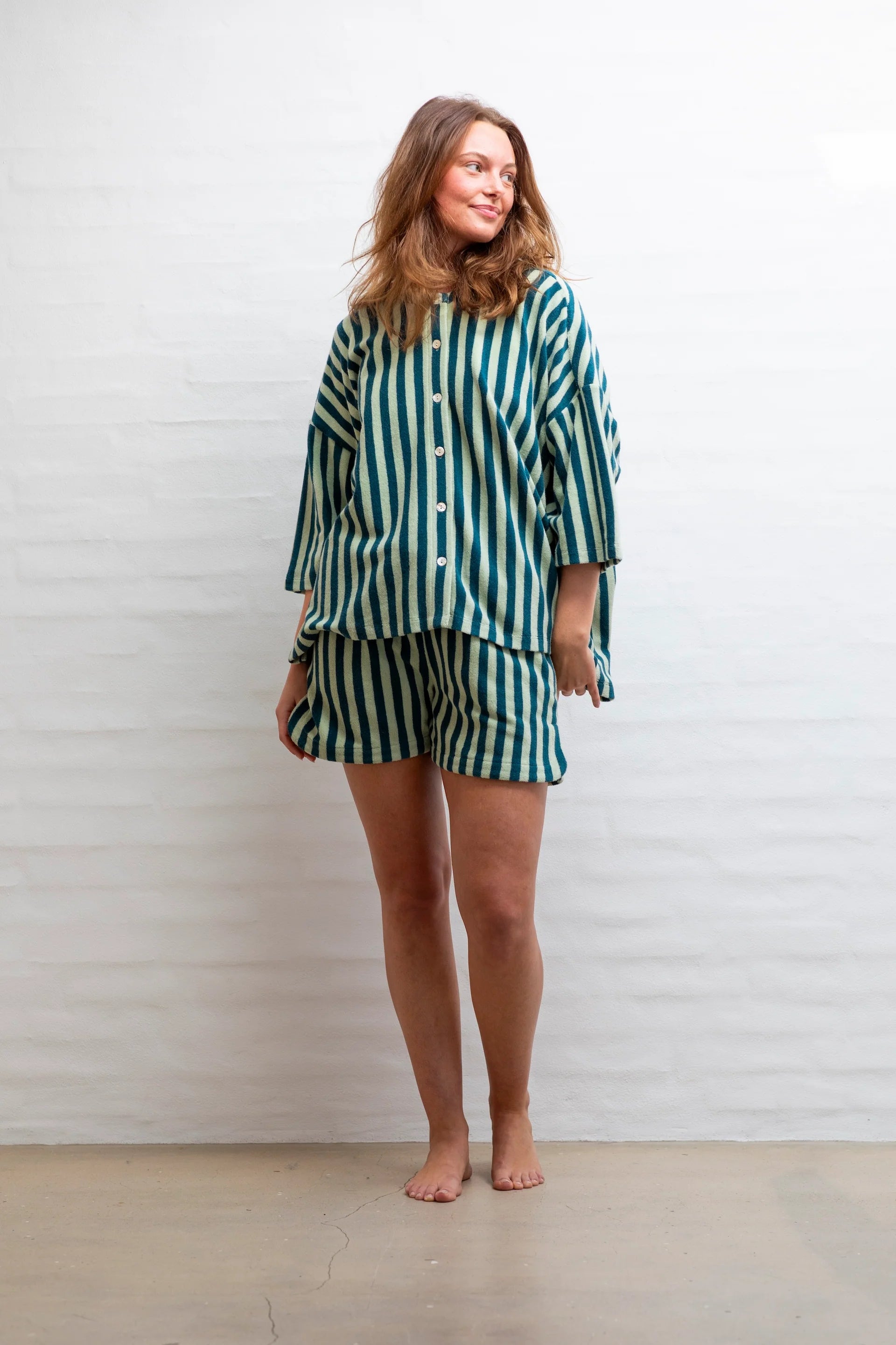 NARAM Oversized Shirt SEA FOAM & DEEP TEAL