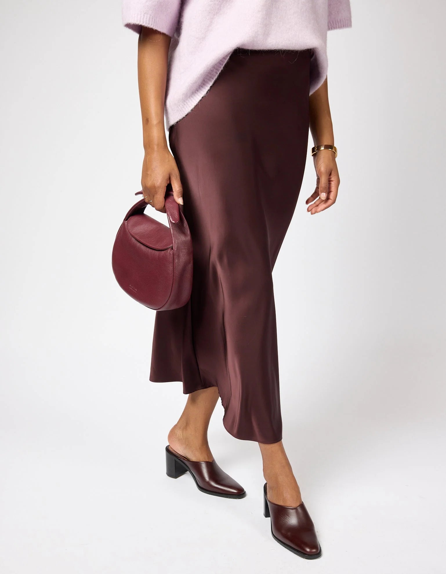 COCO Croissant Bag - Dark Cherry Soft Grain