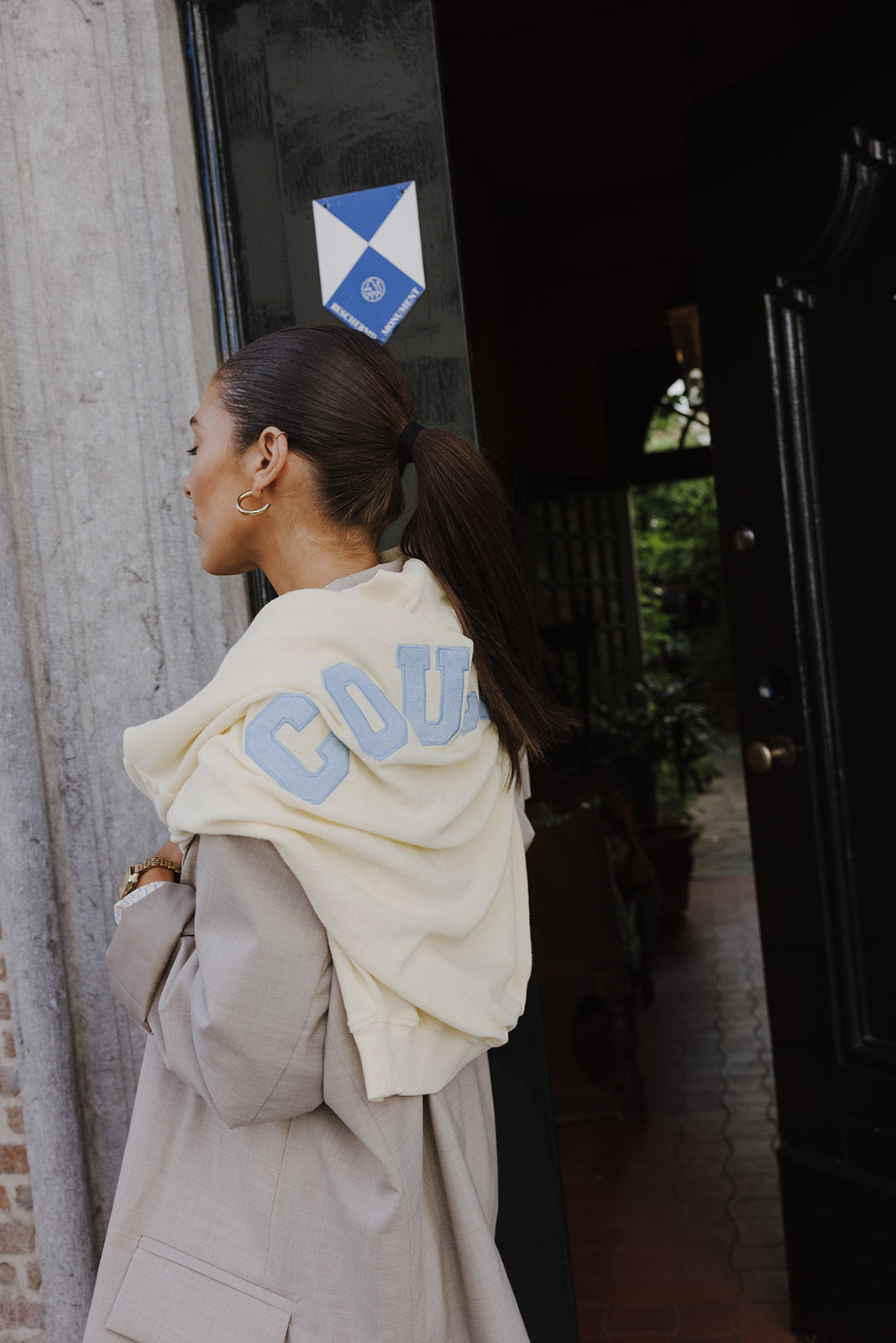 JOSEPH Terry Sweater - Butter yellow with light blue letters