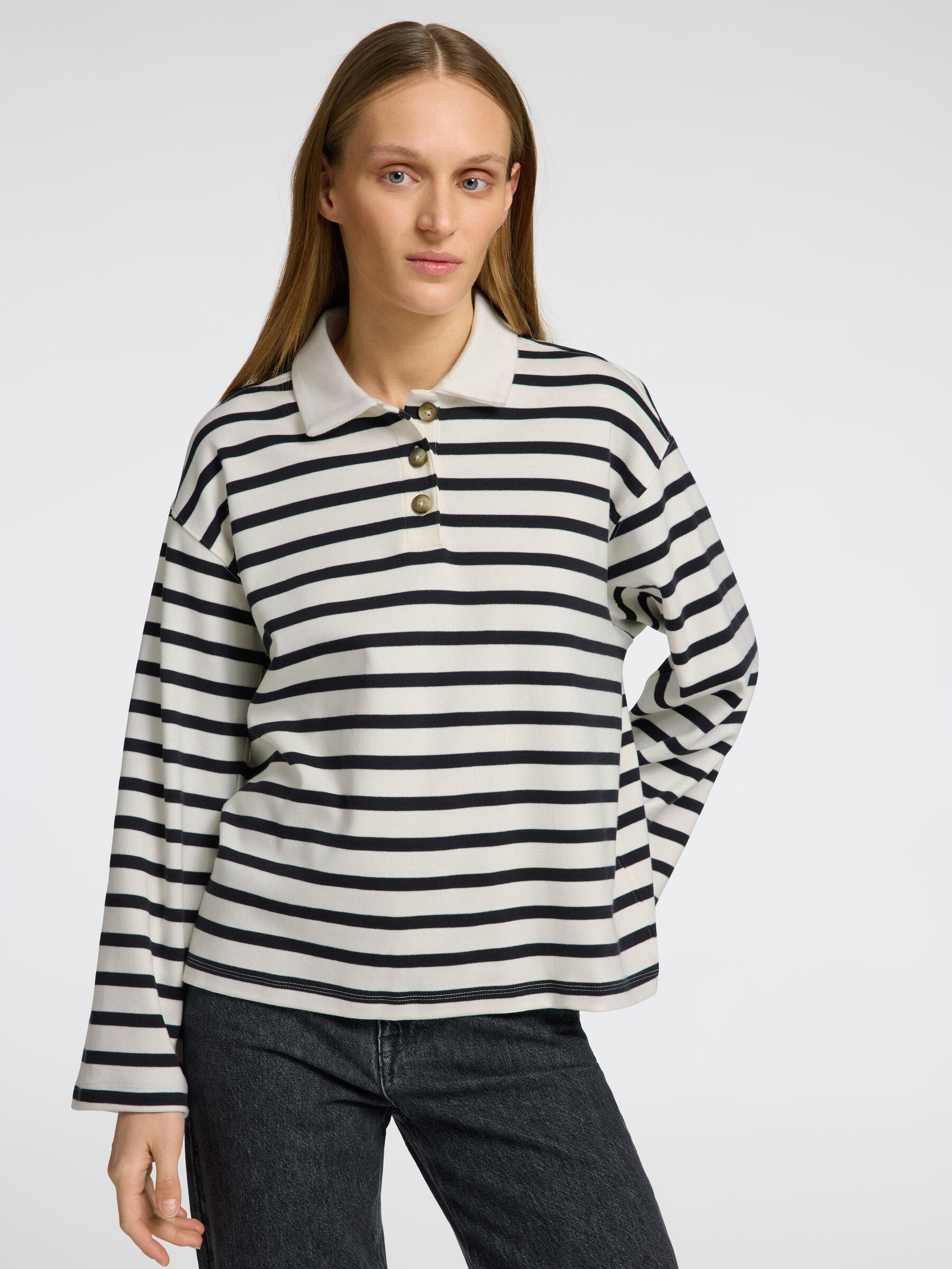 SLFWADA Ls Stripe Collar Top