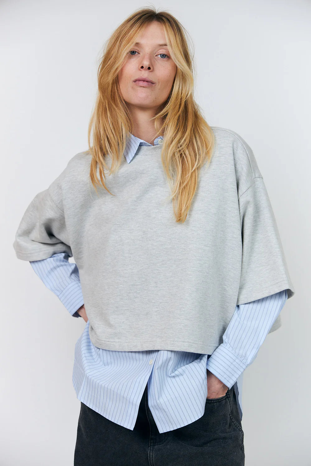 DANLL boxy sweatshirt LIGHT GREY MELANGE
