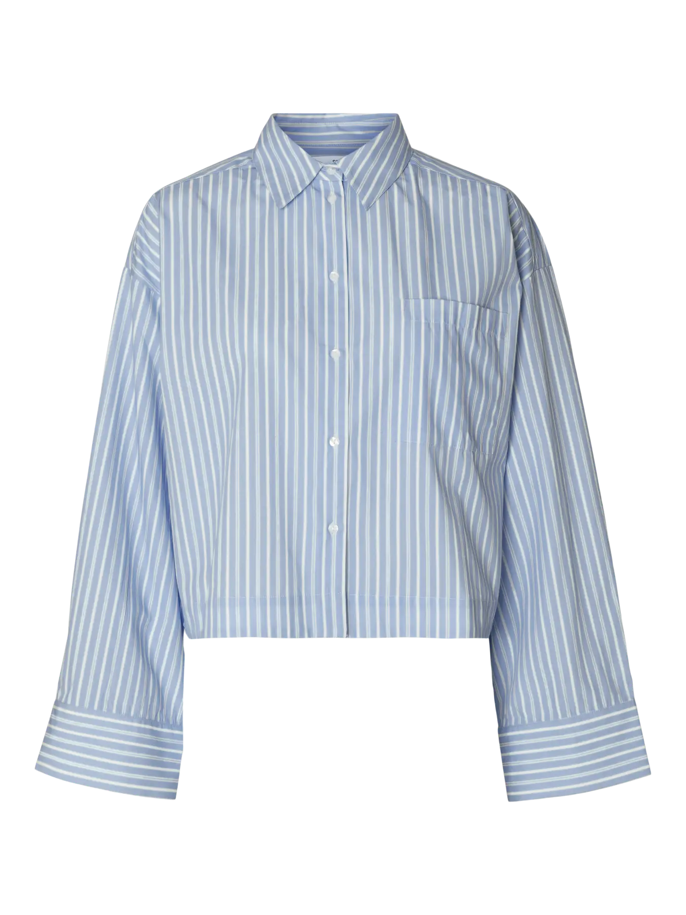 SLWASTHA LS Cropped boxy shirt Cashmere blue