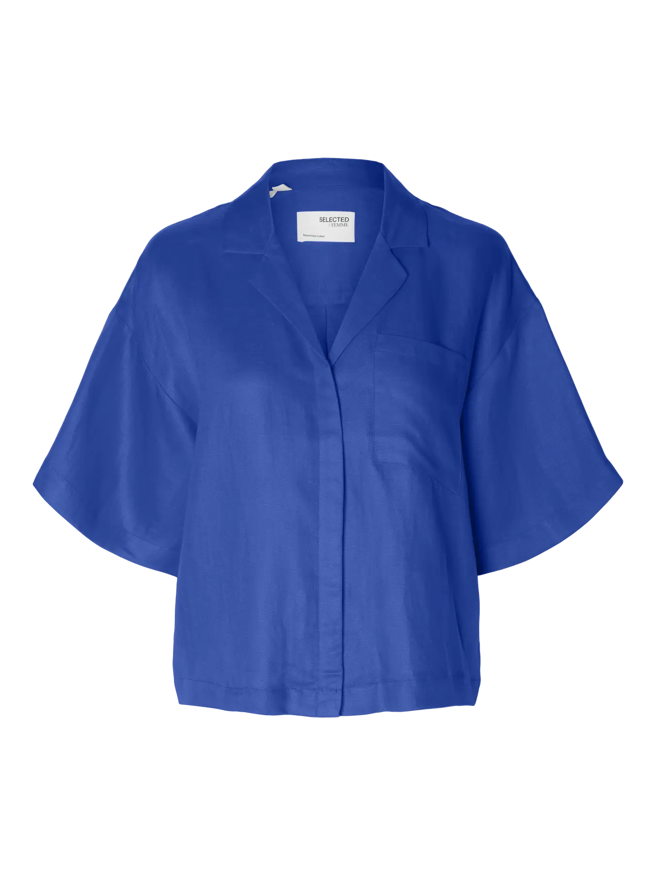 SLFLYRA Boxy linen shirt Dazzling blue