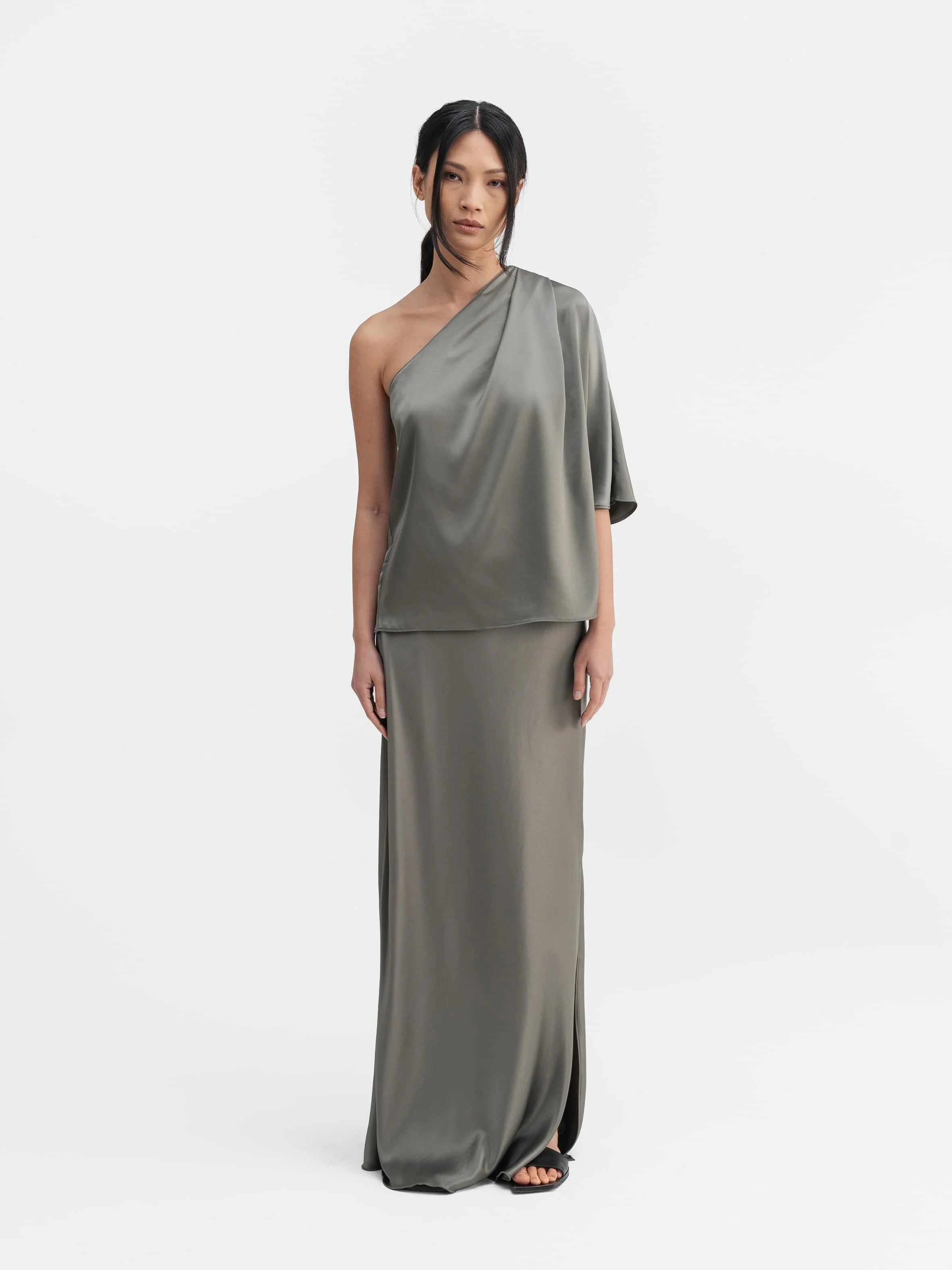 ELLA Satin Blouse LIGHT MILITARY