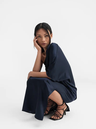ELLA Satin Dress MIDNIGHT BLUE