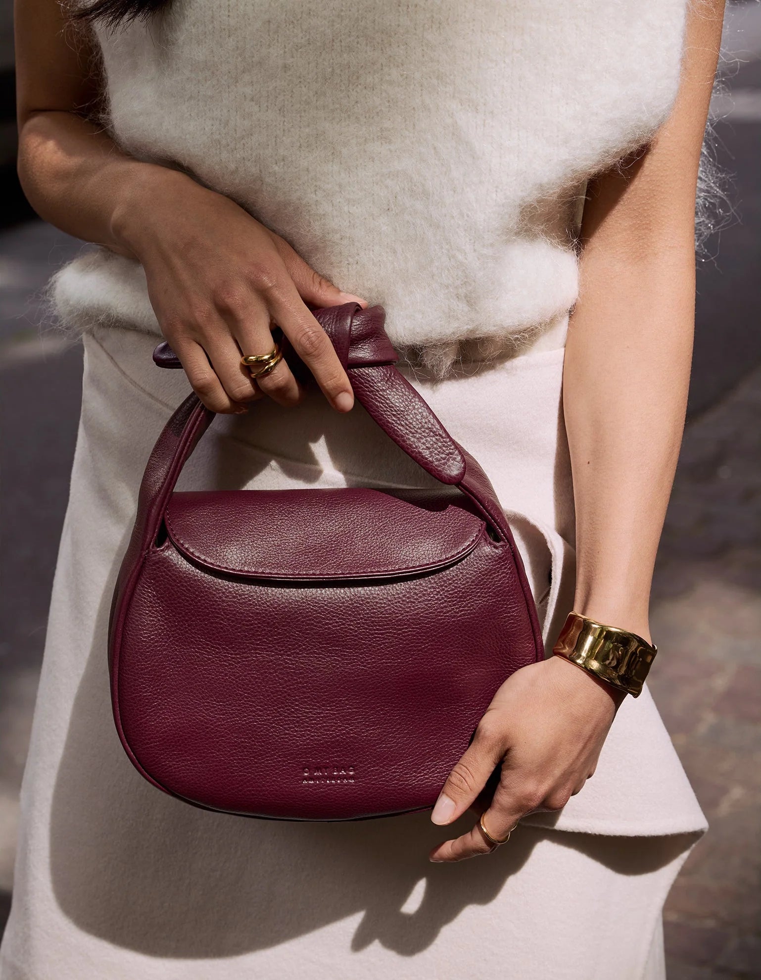 COCO Croissant Bag - Dark Cherry Soft Grain