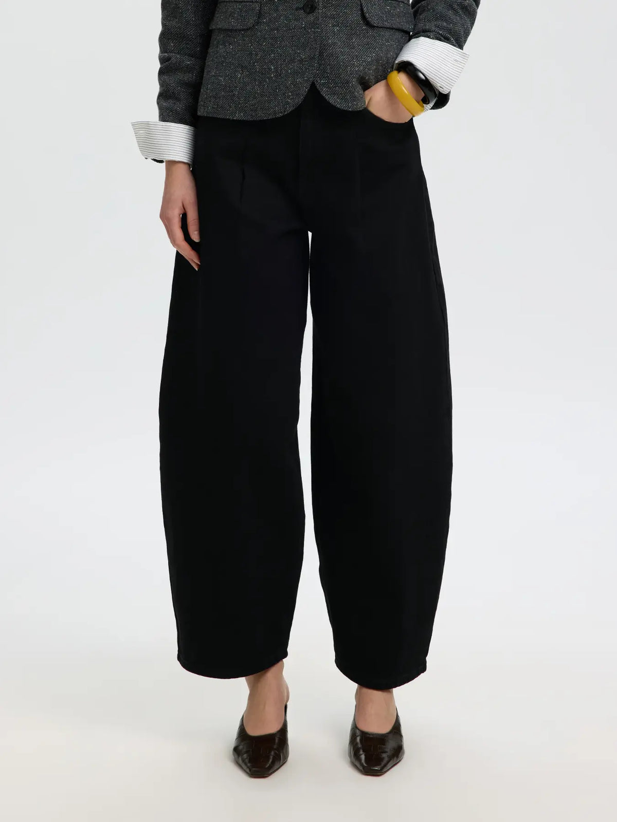 SLWBARREL Loose Nanet Black Jeans