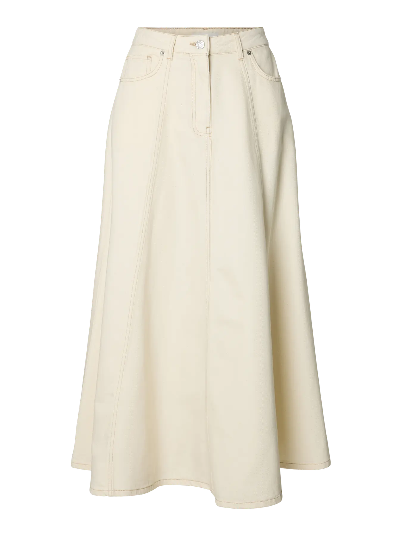 SLFTENNA HW long denim skirt EGRET