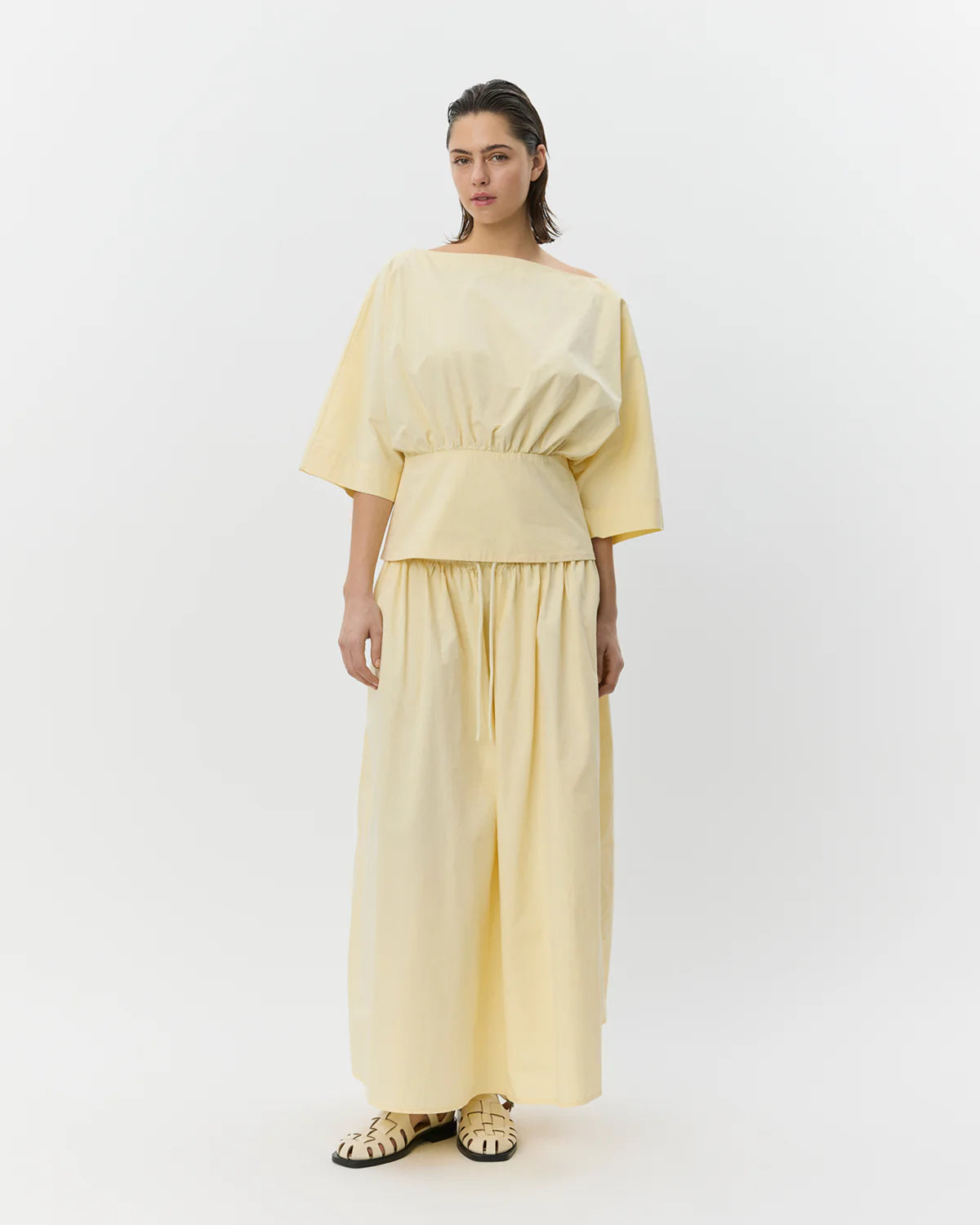 JUNEAUSW Midi skirt LIGHT YELLOW