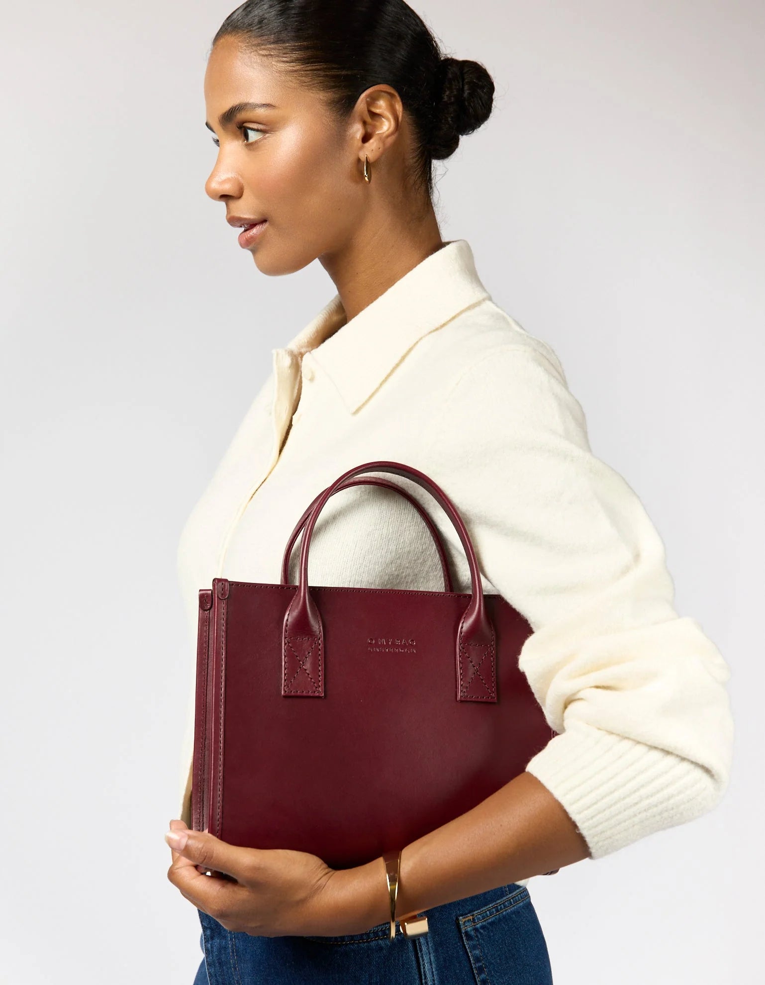 JACKIE Midi Bag - Dark Cherry Classic Leather