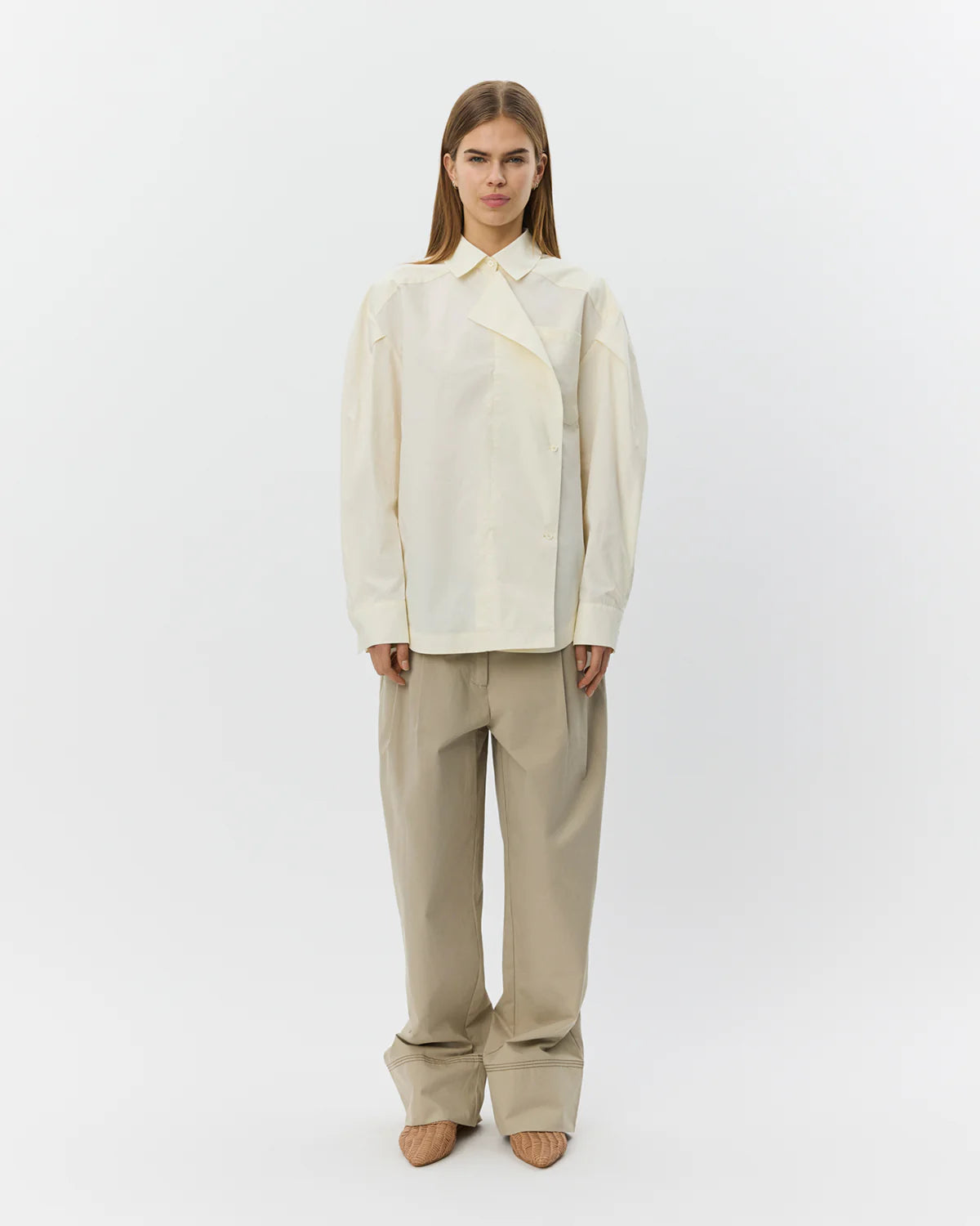 KITSW Oversize multi-closure shirt LIGHT YELLOW