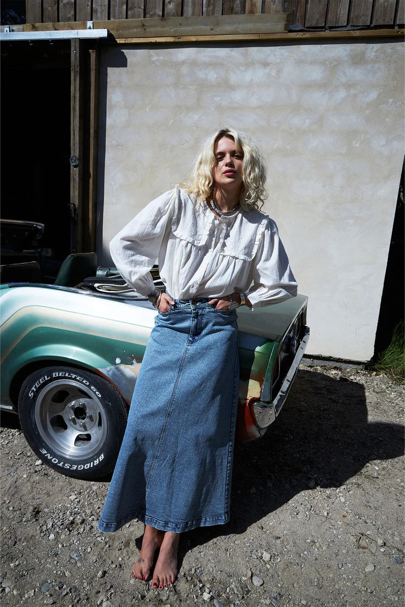 LUNA Maxi skirt Blue denim