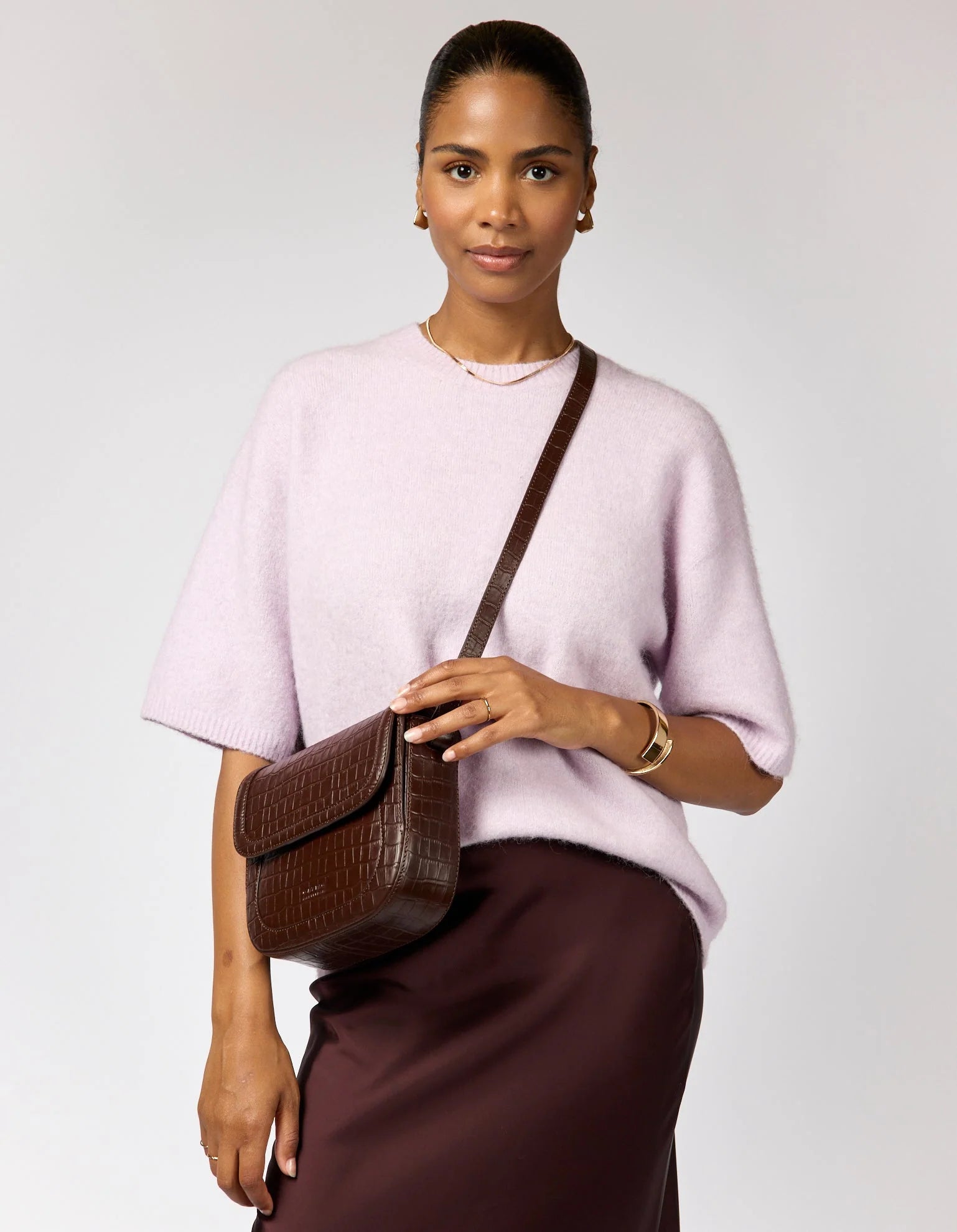 NINA Bag - Chocolate Croco Leather