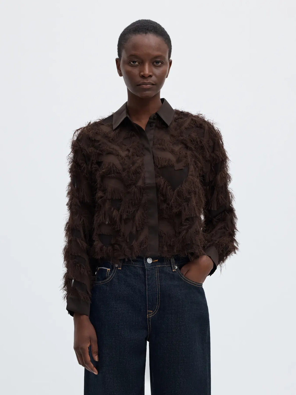 SLWMYLINE LS fluffy cropped shirt