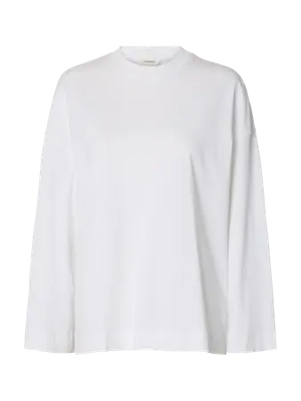 SLFCOLWOMAN LS Oversized tee Bright white