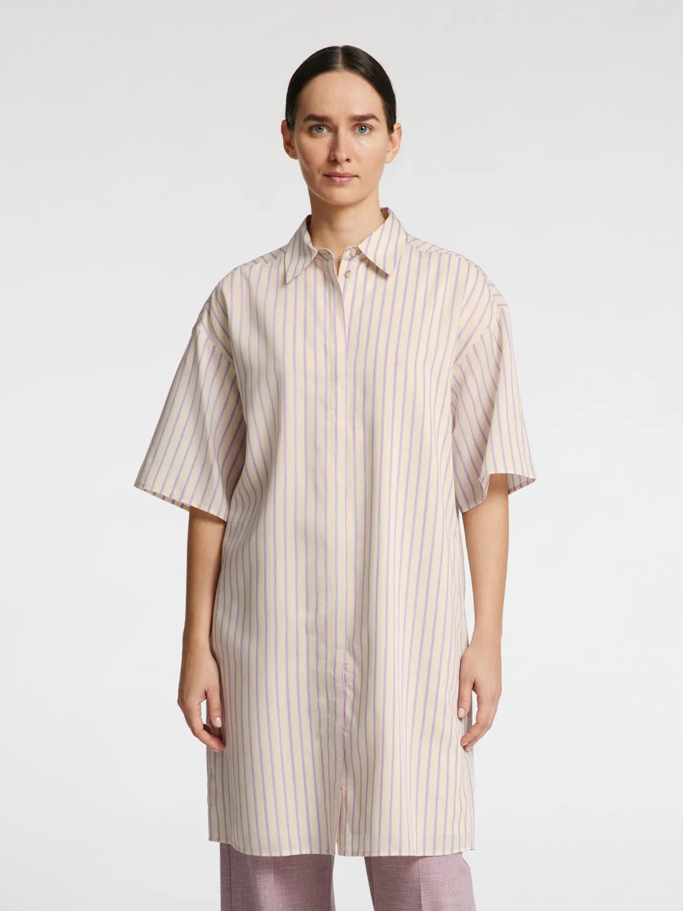 SLFLANA Short shirt dress Birch/Stripes