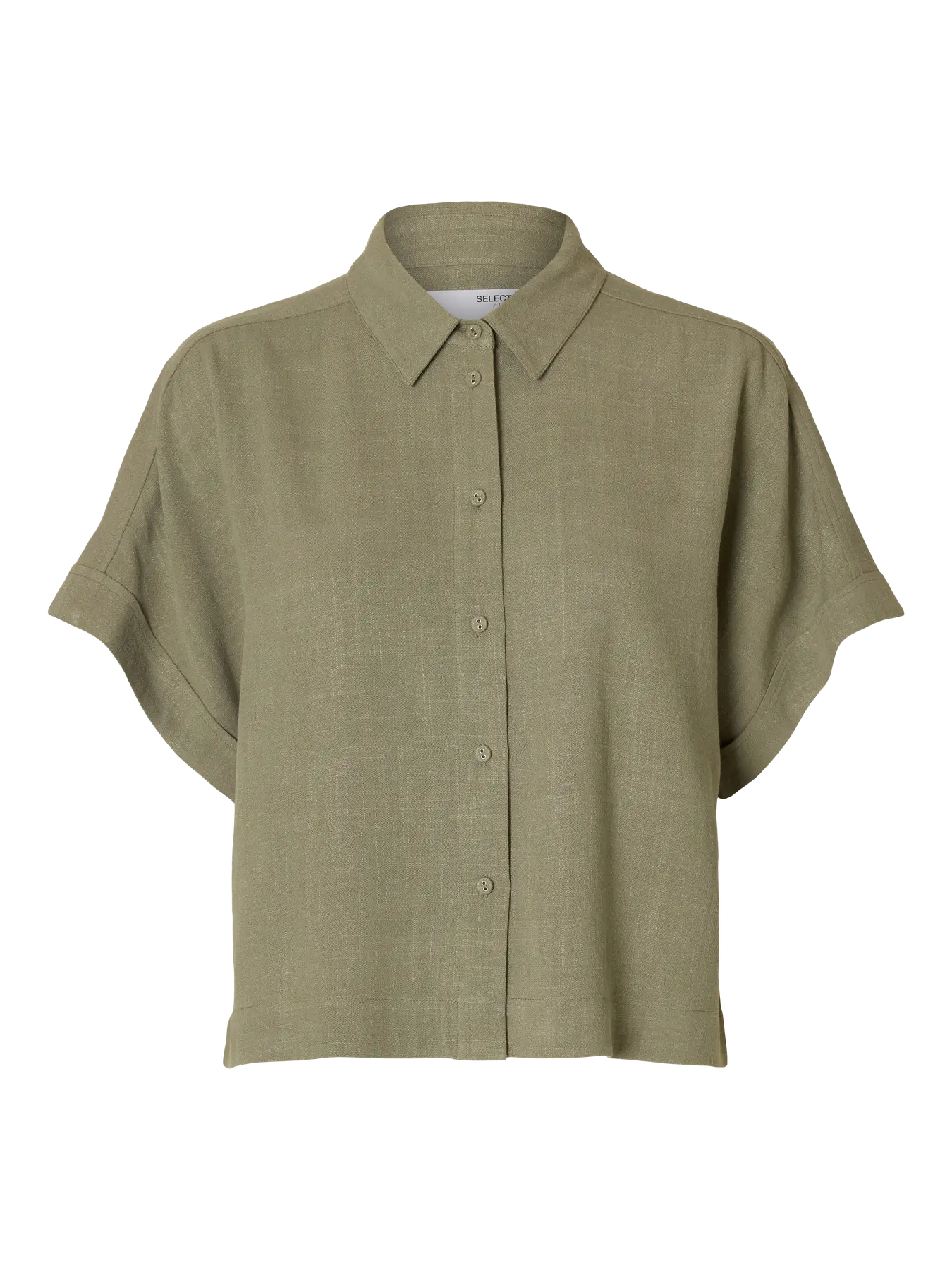 SLFVIVA SS Cropped sun shirt Vetiver