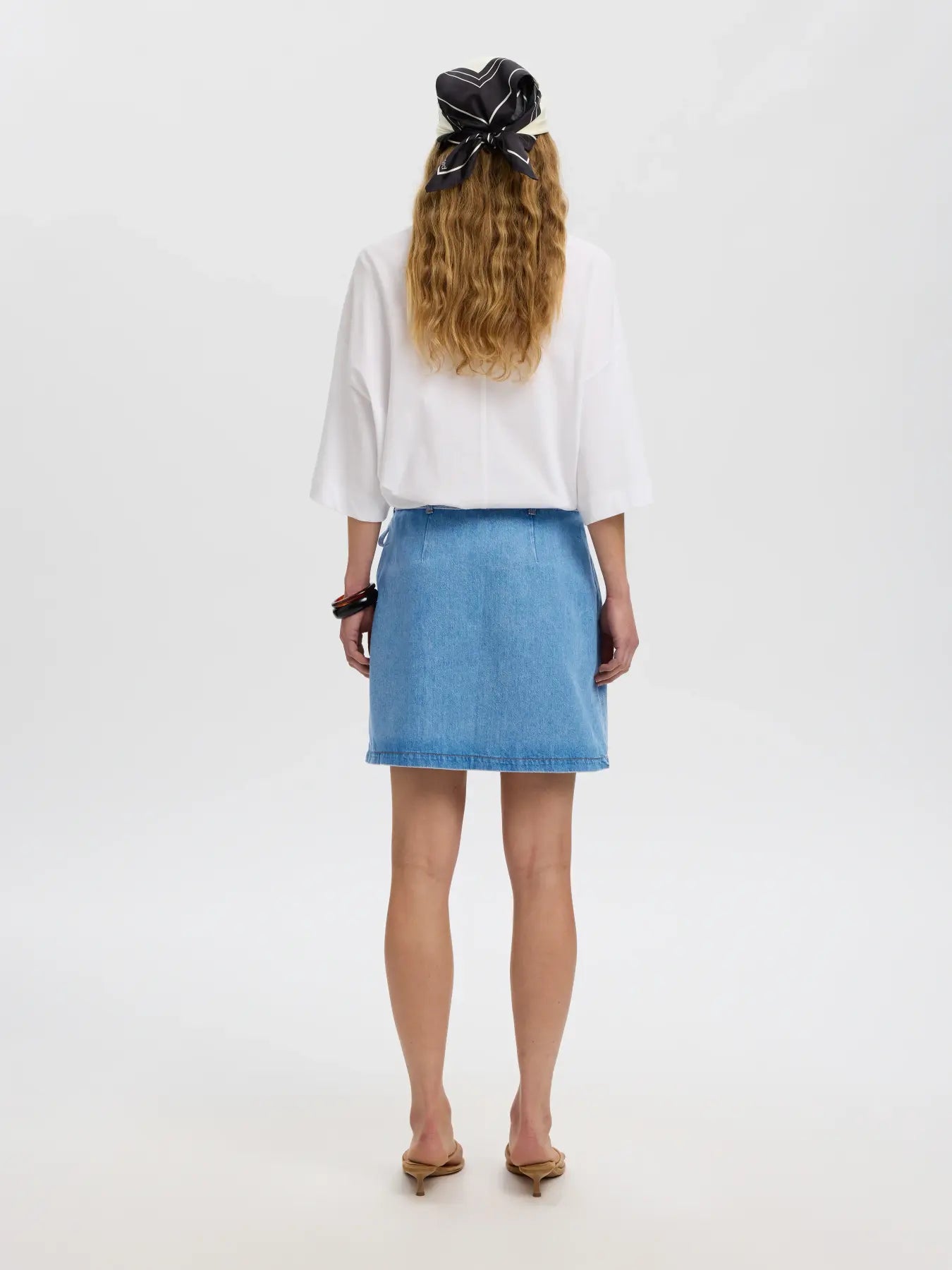 SLFTENNA MW short wrap denim skirt