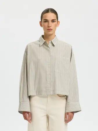 SLWASTHA LS Cropped boxy shirt Pure cashmere