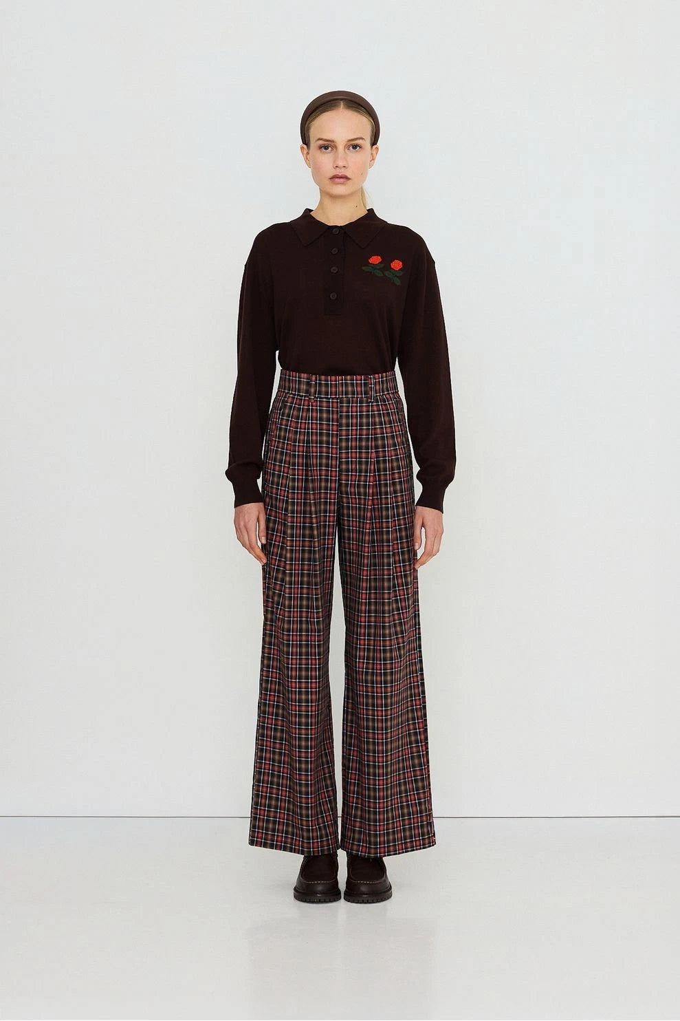 Roses Knitted Polo - Brown