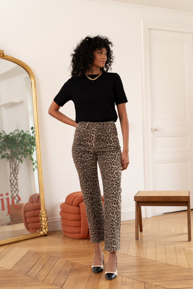 LEA Straight Ankle Jeans LEOPARD